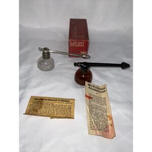 DeVilbiss No 251 & 15 Atomizer Nose Throat Pump Spray Perfume Bottle Glass
